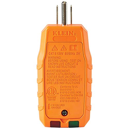 Klein Tools RT250 GFCI Outlet Tester with LCD Display, Electric Voltage Tester for Standard 3-Wire 120V Electrical Receptacles,Green/Red - Image 6