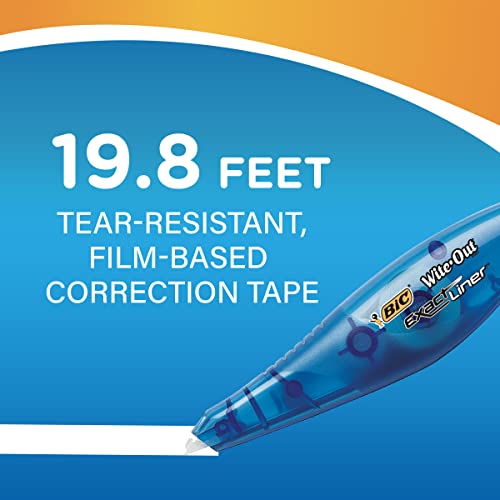 BIC Wite-Out Brand Exact Liner Correction Tape, 19.8 Feet, 4-Count Pack of white Correction Tape, Fast, Clean and Easy to Use Tear-Resistant Tape Office or School Supplies - Image 3