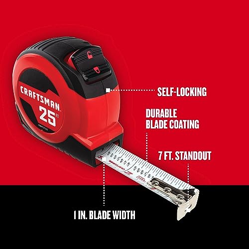 CRAFTSMAN Tape Measure, 25 ft, Retraction Control and Self-Lock, Rubber Grip (CMHT37225) - Image 8