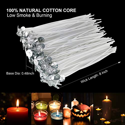 Candle Wicks 100 Pcs 6 inch with 30Pcs Candle Wick Stickers and 10 Pcs Wooden Candle Wick Centering Device for Soy Beeswax Candle Making and Candle DIY - Image 6