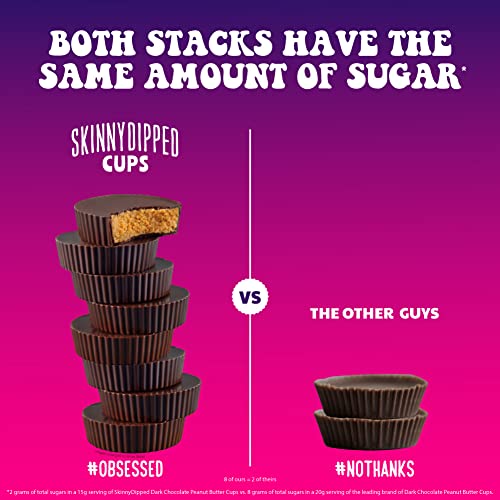 SkinnyDipped Dark Chocolate Peanut Butter Cups, 2g Sugar per Cup, Keto Friendly, No Palm Oil, Gluten Free, 3.2oz, 4 Pack (24 Cups Total) - Image 4