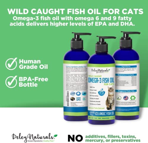 Deley Naturals Wild Caught Fish Oil for Cats - 16oz - Omega 3-6-9, GMO Free - Reduces Shedding, Supports Skin, Coat, Joints, Heart, Brain, Immune System - Highest EPA & DHA Potency – Pure Fish Oil - Image 6