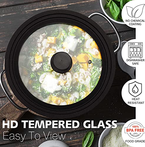 ANAEAT Silicone Universal Lid for Pots, Pans and Skillets - Tempered Glass Covered with Heat Resistant Silicone Rim Fits 8", 8.5" and 9.5" Diameter Cookware -Easy to Use Replacement Frying Pan Cover - Image 7