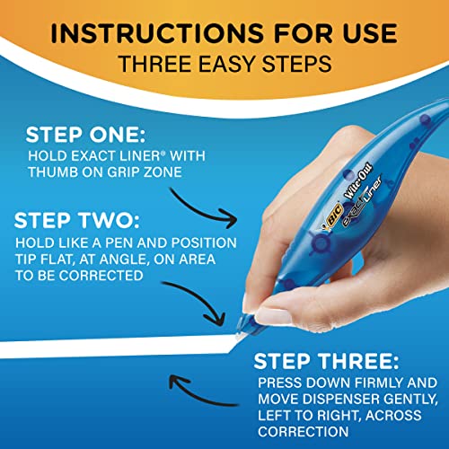 BIC Wite-Out Brand Exact Liner Correction Tape, 19.8 Feet, 4-Count Pack of white Correction Tape, Fast, Clean and Easy to Use Tear-Resistant Tape Office or School Supplies - Image 2