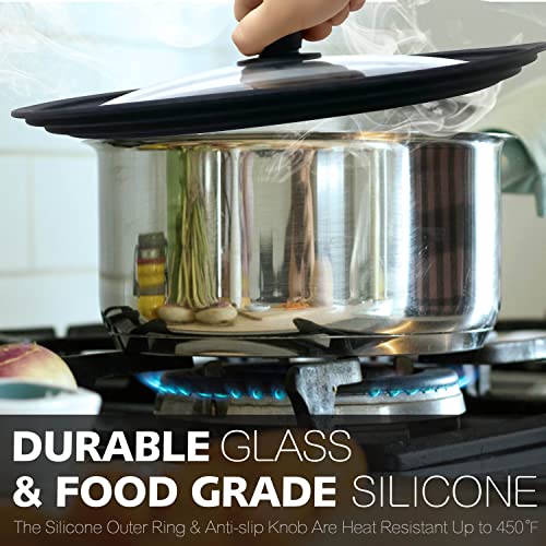 ANAEAT Silicone Universal Lid for Pots, Pans and Skillets - Tempered Glass Covered with Heat Resistant Silicone Rim Fits 8", 8.5" and 9.5" Diameter Cookware -Easy to Use Replacement Frying Pan Cover - Image 6