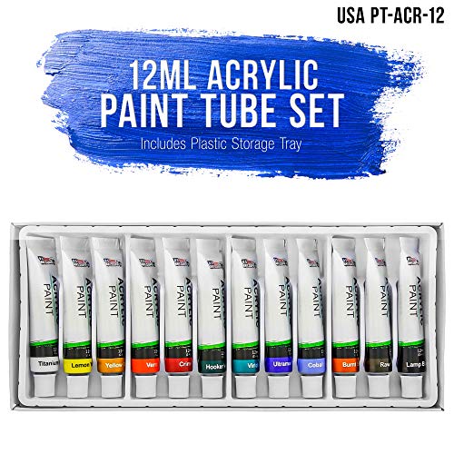 U.S. Art Supply Professional 12 Color Set of Acrylic Paint in 12ml Tubes - Rich Pigment Vivid Colors for Artists, Students, Beginners, Kids, Adults - Canvas, Portrait Paintings, Wood, Craft, Hobby - Image 7