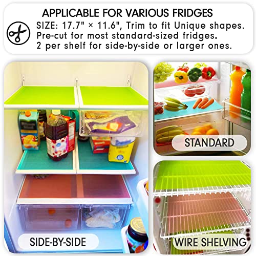 8 Pcs Refrigerator Liners, CaptainRay Washable Mats Covers Pads, Home Kitchen Gadgets Accessories Organization for Top Freezer Glass Shelf Wire Shelving Cupboard Cabinet Drawer(3 Blue+3 Green+2 Red) - Image 4
