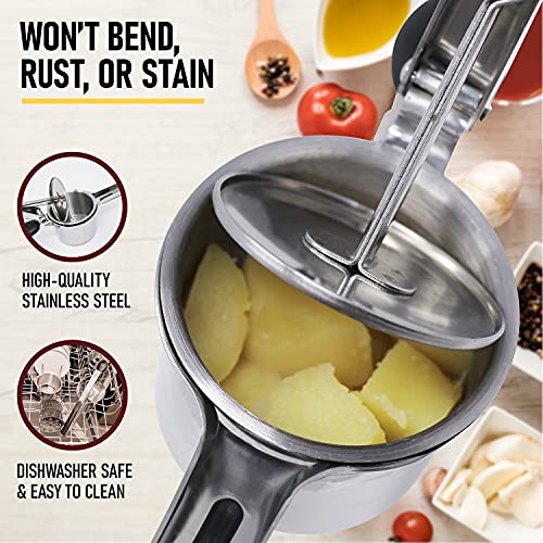 Cook Army Potato Ricer Stainless Steel Professional – 15 Oz Ricer Kitchen Tool With 3 Interchangeable Discs & Non Slip Handle – Mashed Potatoes Ricer & 3 in 1 Veggie Potato Peeler Knife Gadget - Image 7
