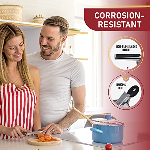 Cook Army Potato Ricer Stainless Steel Professional – 15 Oz Ricer Kitchen Tool With 3 Interchangeable Discs & Non Slip Handle – Mashed Potatoes Ricer & 3 in 1 Veggie Potato Peeler Knife Gadget - Image 3