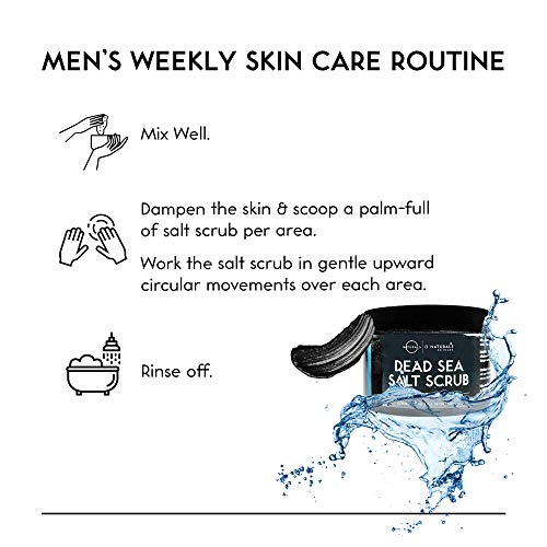 O Naturals Activated Charcoal Mens Body Scrub, Dead Sea Salt Scrub for Men, Anti-Aging Mens Skin Care, Charcoal Natural Body Exfoliating Scrub, Mens Face Scrub, Hand scrub & Body Polish 18oz - Image 2
