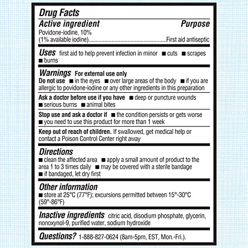 Betadine Antiseptic First Aid Solution, Povidone-iodine 10%, Infection Protection, Kills Germs In Minor Cuts Scrapes And Burns, No Sting Promise, No Alcohol or Hydrogen Peroxide, 8 FL OZ - Image 3