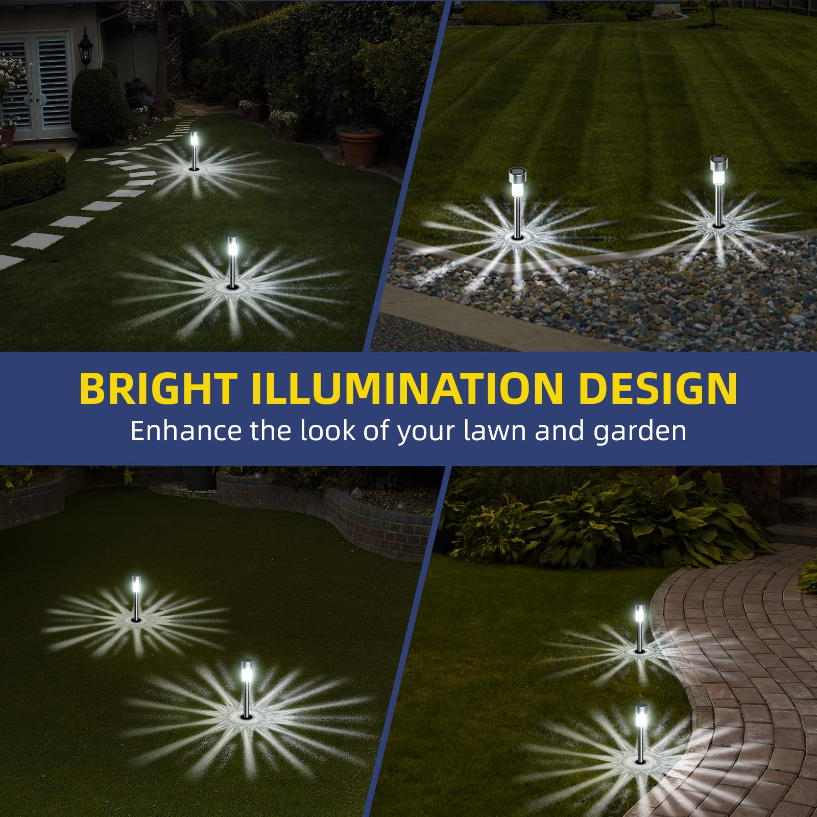 Cvosua Solar Outdoor Lights 12 Pack, Waterproof Outdoor Lights, Solar Garden Lights, Solar Powered Landscape Lighting for Pathway, Patio, Yard, Lawn, Walkway, Deck and Driveway - Image 2